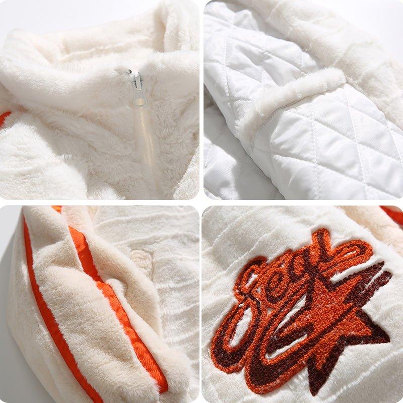 1984 Fluffy Plush Winter Coat Color Block 1984