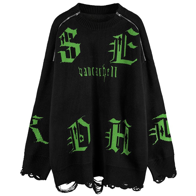 1984 Gothic Punk Ripped Sweater Cross 1984