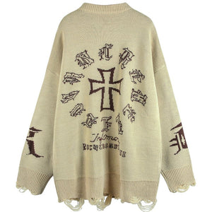 1984 Gothic Punk Ripped Sweater Cross 1984