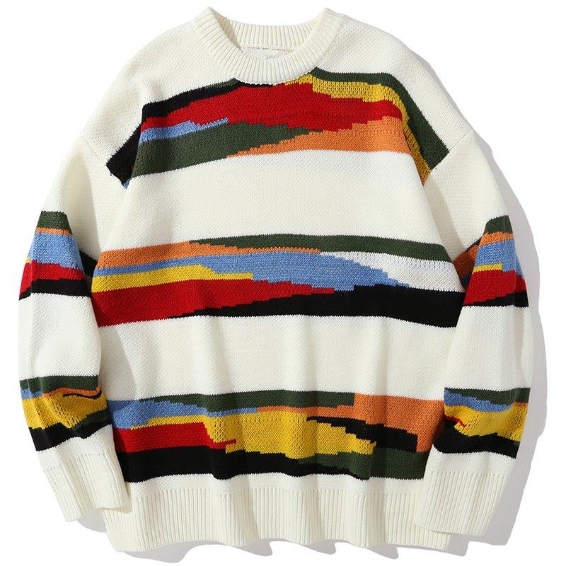 1984 Jacquard Sweater Color Block BANGOULUO