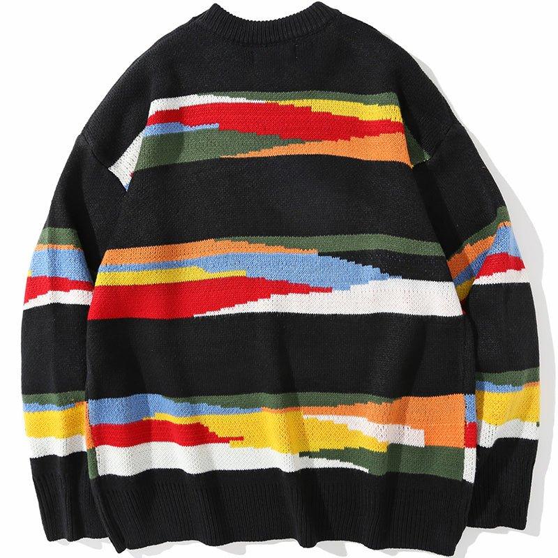 1984 Jacquard Sweater Color Block BANGOULUO