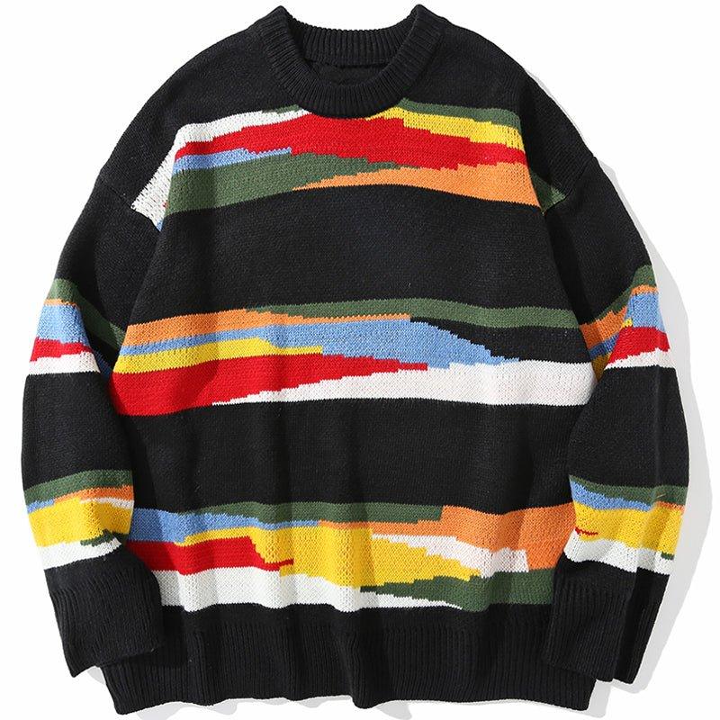 1984 Jacquard Sweater Color Block BANGOULUO