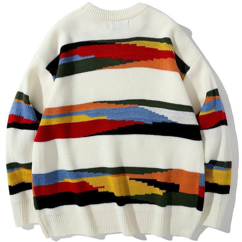1984 Jacquard Sweater Color Block BANGOULUO