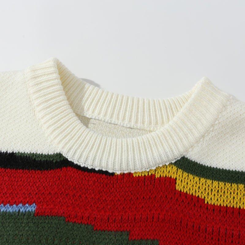 1984 Jacquard Sweater Color Block BANGOULUO