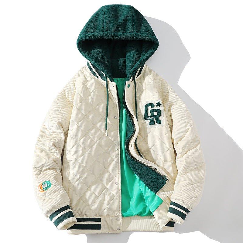 1984 Layered Corduroy Winter Coat Fleece Hood 1984