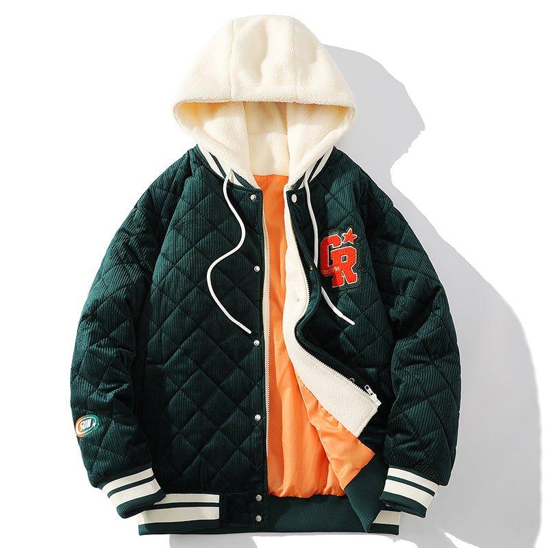 1984 Layered Corduroy Winter Coat Fleece Hood 1984