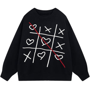 1984 Lazy Jacquard Sweater Tic Tac Toe 1984