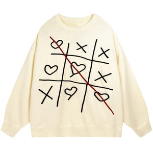 1984 Lazy Jacquard Sweater Tic Tac Toe 1984