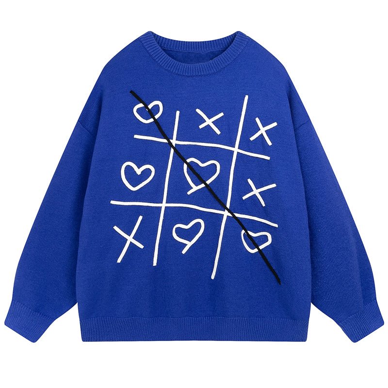 1984 Lazy Jacquard Sweater Tic Tac Toe 1984