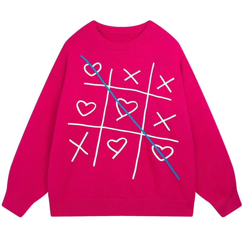 1984 Lazy Jacquard Sweater Tic Tac Toe 1984