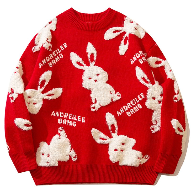 1984 Lazy Knitted Sweater Flocked Rabbit 1984