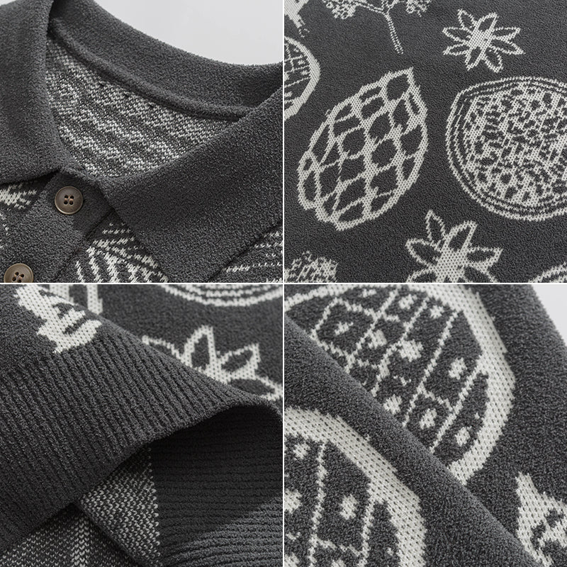 1984 Polo Collared Sweater Plant Printing 1984