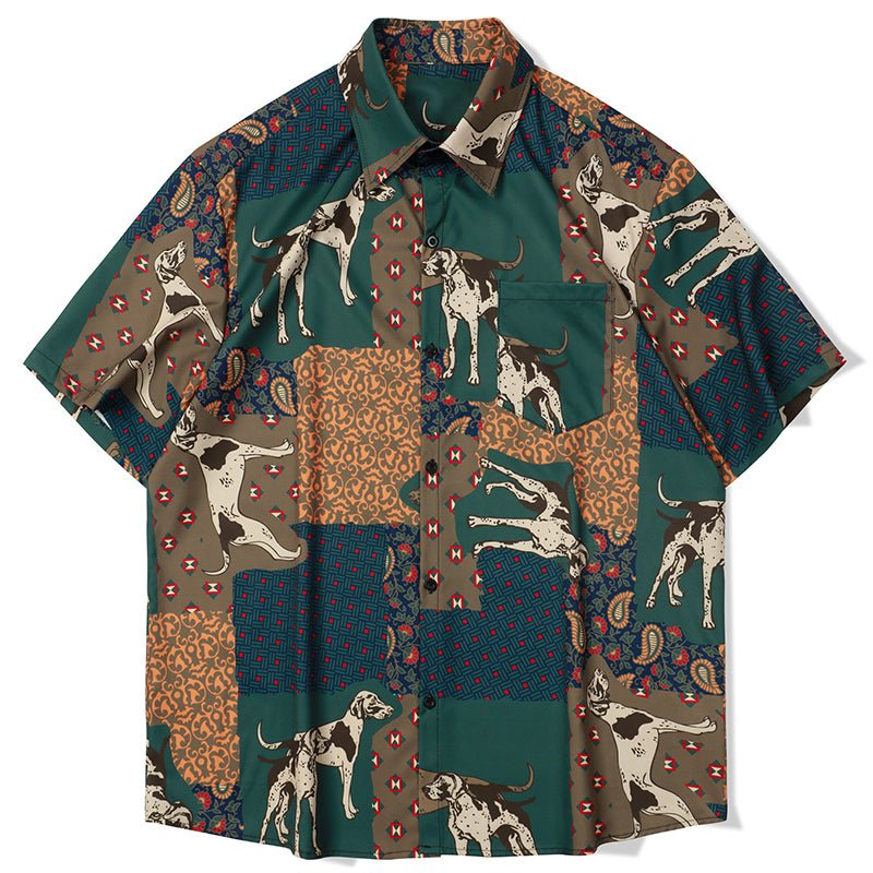 1984 Retro Hawaiian Shirt Spotted Dog 1984