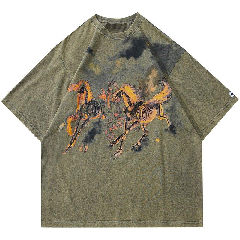 1984 Retro Washed T-shirt Flame Horse 1984