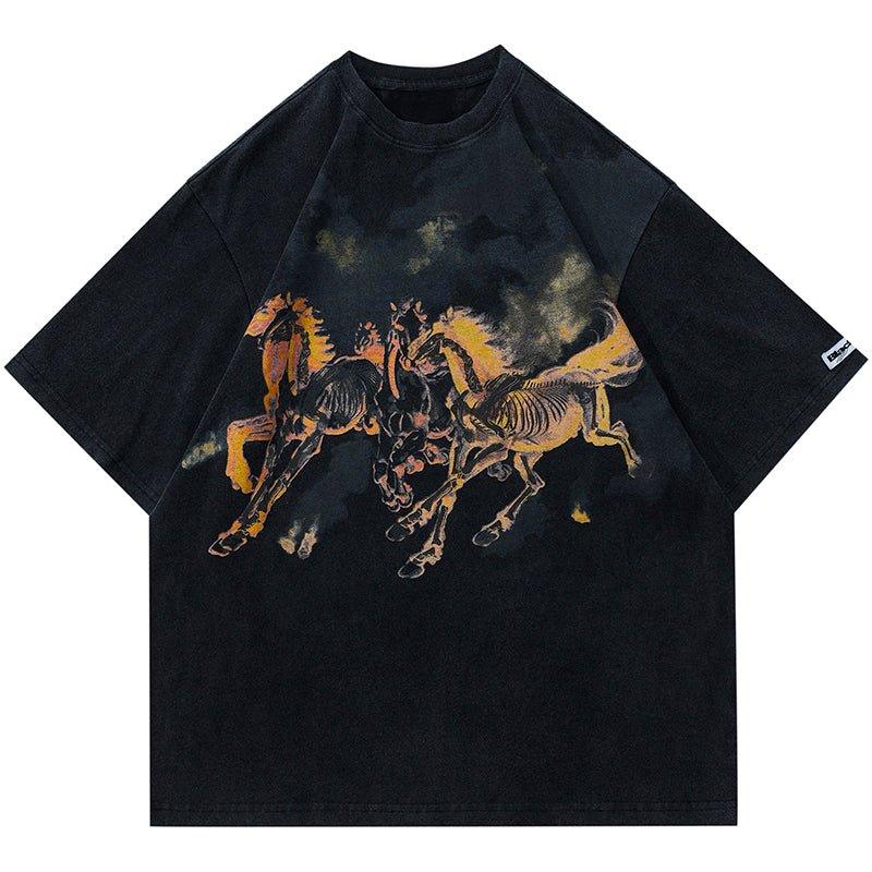 1984 Retro Washed T-shirt Flame Horse 1984