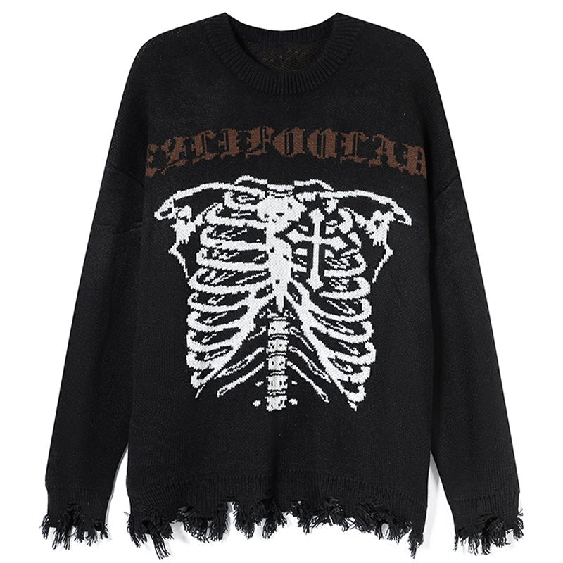 1984 Ripped Jacquard Sweater Skeleton 1984