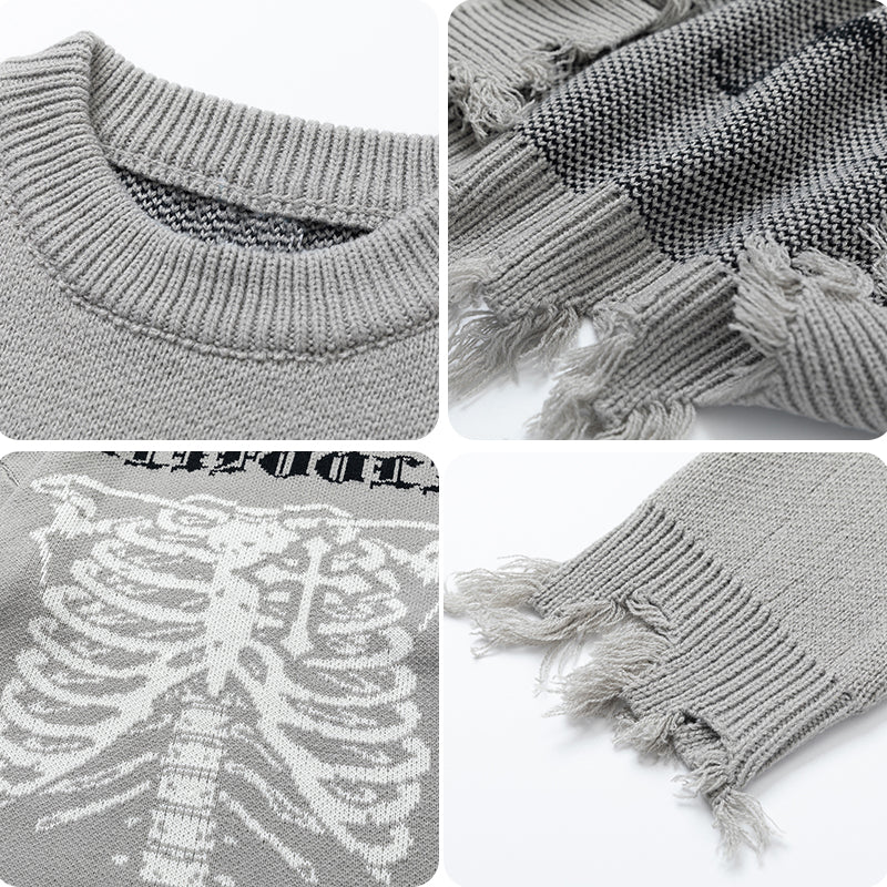 1984 Ripped Jacquard Sweater Skeleton 1984