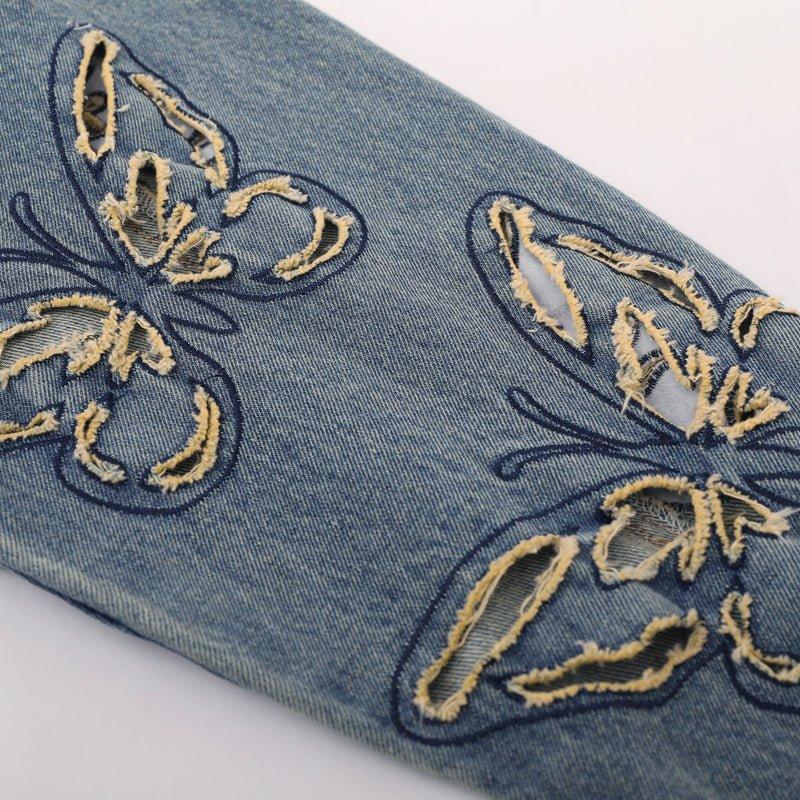 1984 Vintage Denim Jacket Embroidery Butterfly 1984