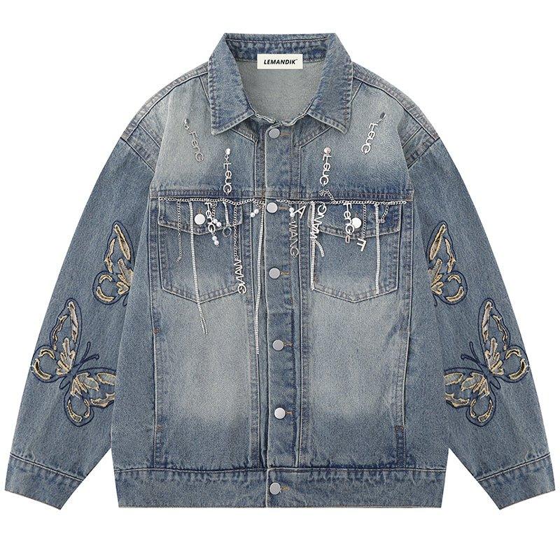 1984 Vintage Denim Jacket Embroidery Butterfly 1984