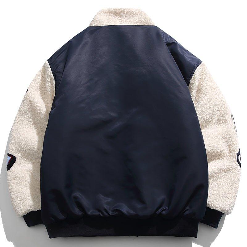 1984 Vintage Fleece Splicing Bomber Winter Coat 1984
