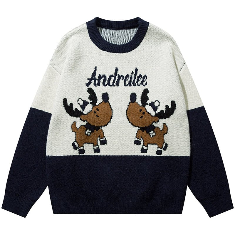 1984 Warm Christmas Knit Sweater Elk 1984