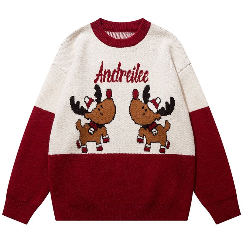 1984 Warm Christmas Knit Sweater Elk 1984