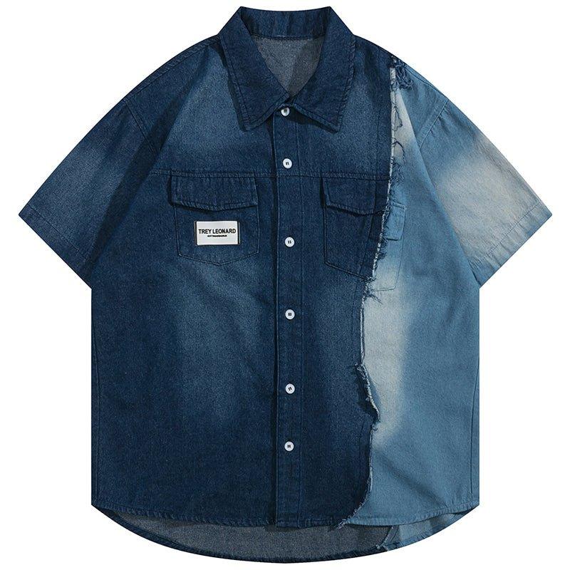 1984 Washed Denim Shirt Color Block ZB